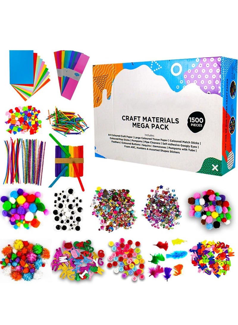 UKR Craft Materials Mega Pack – 1500-Piece Art & Craft Supplies Kit for Toddlers | DIY Craft Set for School Projects, Home Activities & Creative Play | Preschool Arts and Crafts for Kids - Image 1